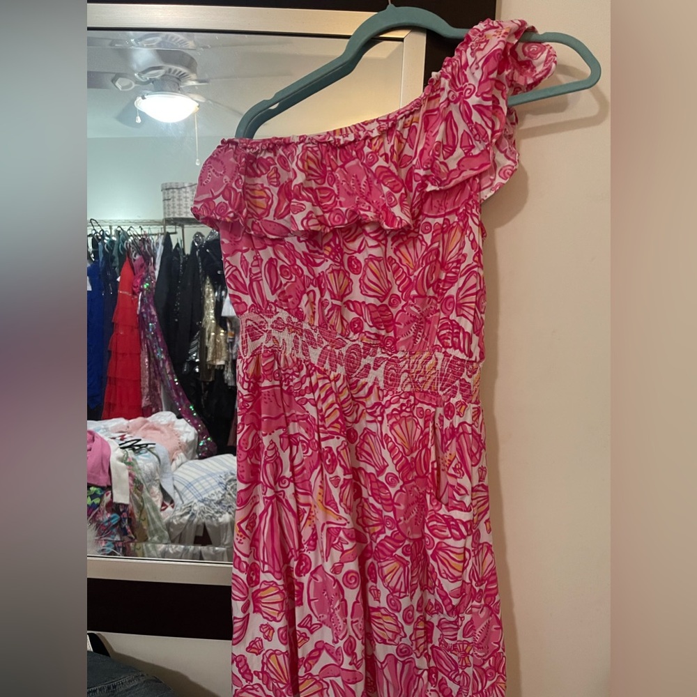 Lilly Pulitzer - Seashell, Sand Dollar & Starfish One Shoulder Dress - Large